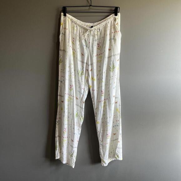 H&M Divided Women's Lightweight Floral Print Cream Pants Size Medium - Picture 2 of 10